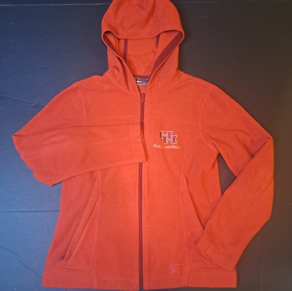 REI Hooded Fleece Jacket Women's Orange Hall and Hall Logo‎